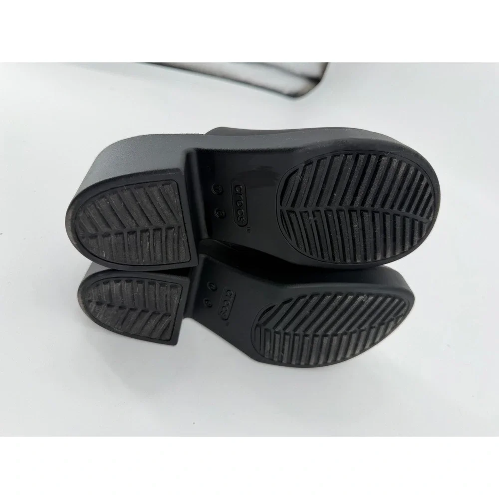 Crocs Brooklyn High Wedge Sandal Black Platform Mules Womens Size 6 206222-060